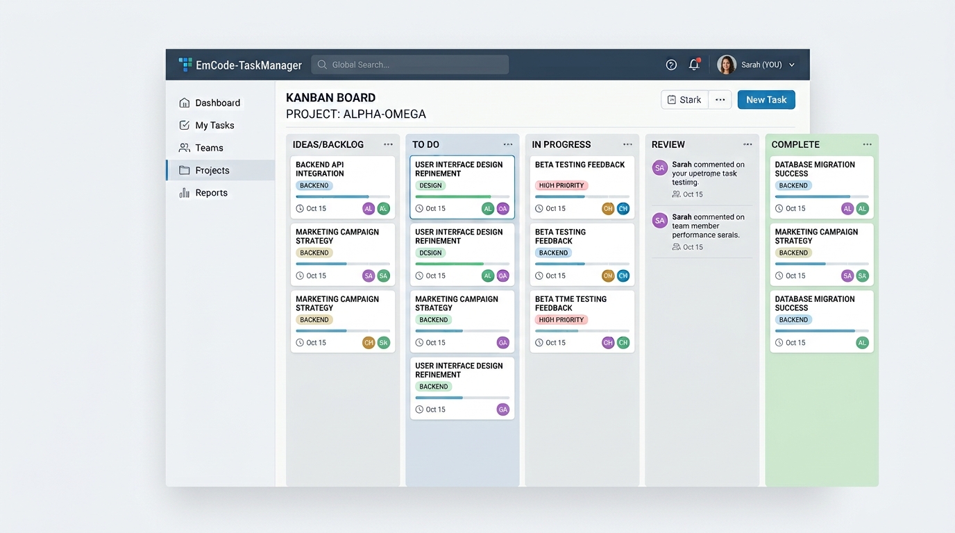 Tablero de gestión de tareas colaborativas del proyecto integrador